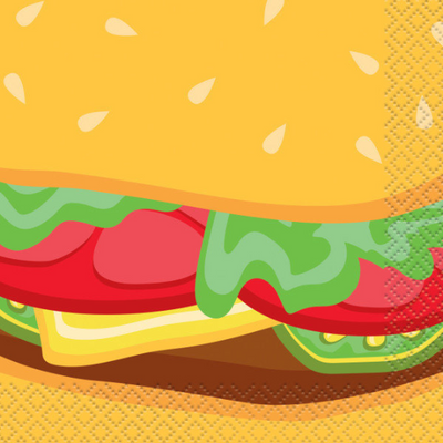 Burger BBQ Dessert Napkins/ 16 Count